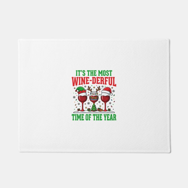 Christmas Wine-Derful Red Wine Design Doormat (Front)