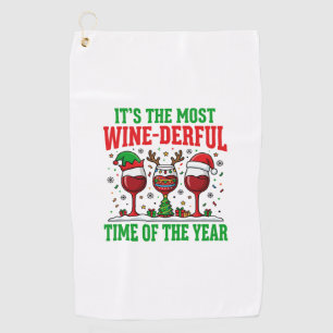 Christmas Wine-Derful Red Wine Design Golf Towel