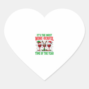 Christmas Wine-Derful Red Wine Design Heart Sticker