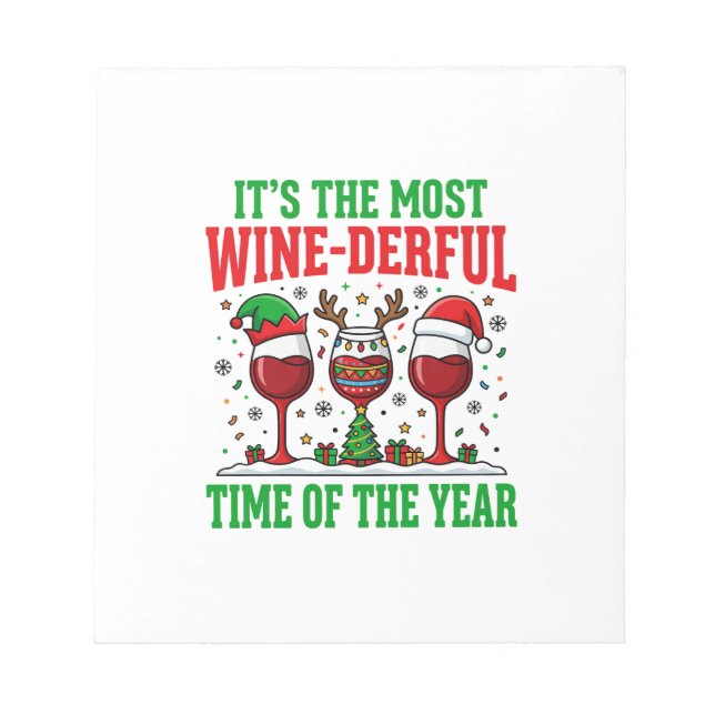 Christmas Wine-Derful Red Wine Design Notepad (Front)