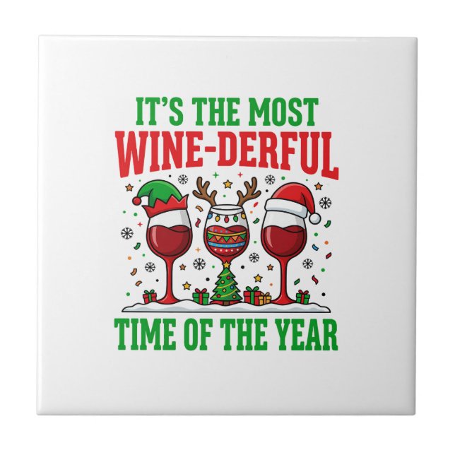 Christmas Wine-Derful Red Wine Design Tile (Front)