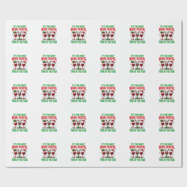 Christmas Wine-Derful Red Wine Design Wrapping Paper (Flat)