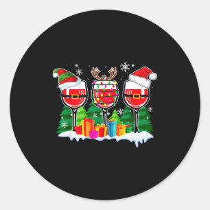 Christmas Wine - Funny Reindeer Santa Xmas Alcohol Classic Round Sticker