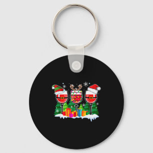 Christmas Wine - Funny Reindeer Santa Xmas Alcohol Key Ring