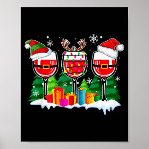 Christmas Wine - Funny Reindeer Santa Xmas Alcohol Poster