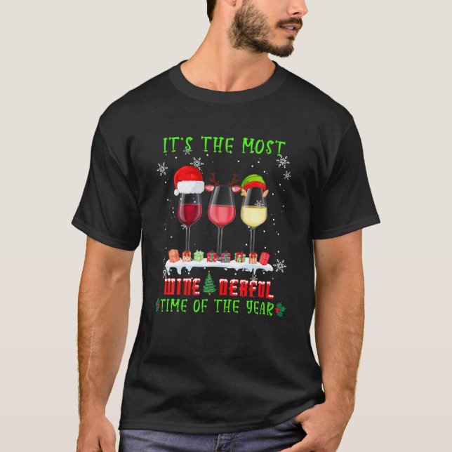 Christmas Wine - Funny Xmas Alcohol Pajama T-Shirt (Front)