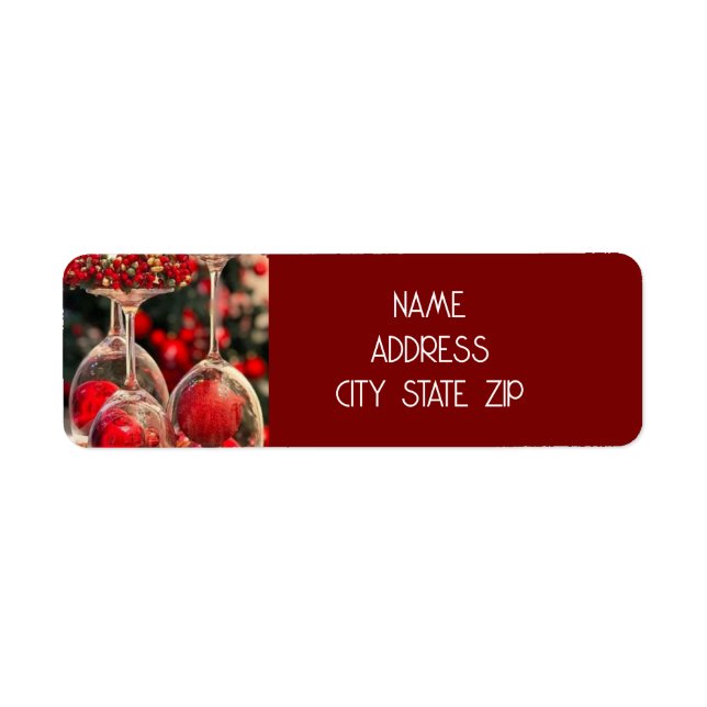 *CHRISTMAS WINE GLASS DECOR* ADDRESS LABEL (Front)