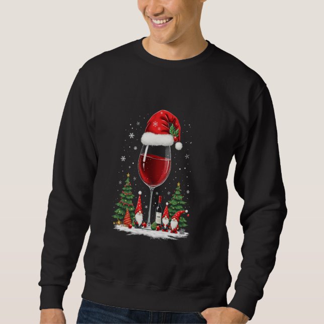 Christmas wine glass gnome sweatshirt (Front)