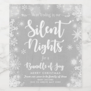 Christmas Wine label Pregnancy Reveal Family Gift