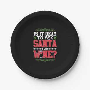 Christmas wine red wine quote paper plate