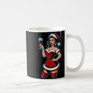 Christmas Wine Santa Girl Holiday Party Funny Vint Coffee Mug