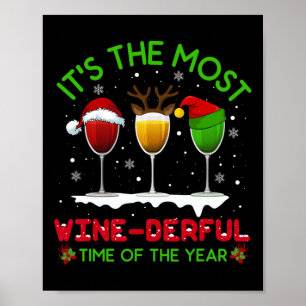 Christmas Wine Xmas Alcohol Pajama Pj Tops For Wom Poster