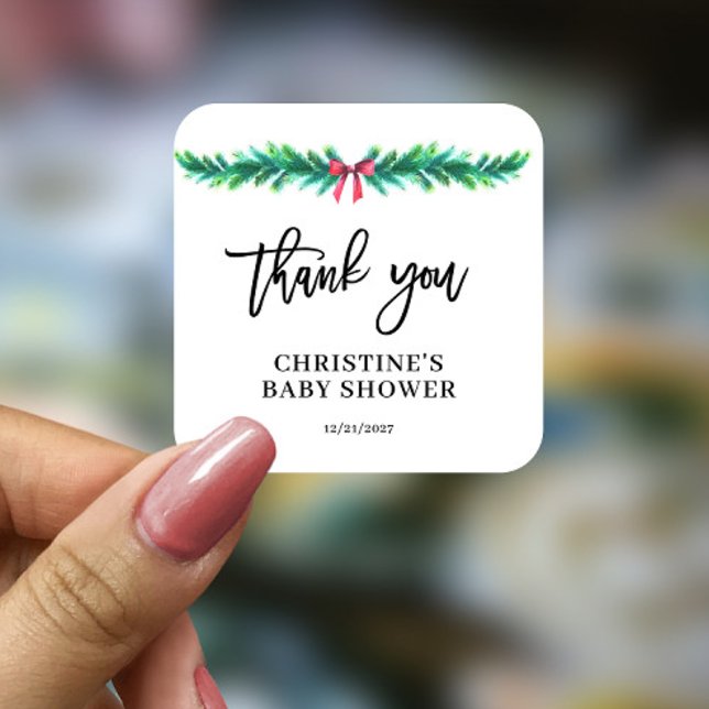 Christmas Winter Baby Shower  Square Sticker (Creator Uploaded)