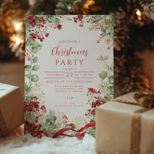 Christmas Winter Berry Wreath Invitation