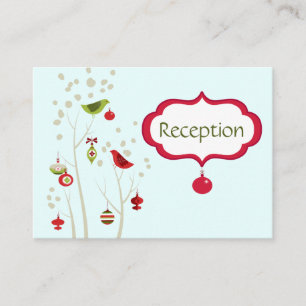 Christmas Winter Birds Wedding Reception Cards