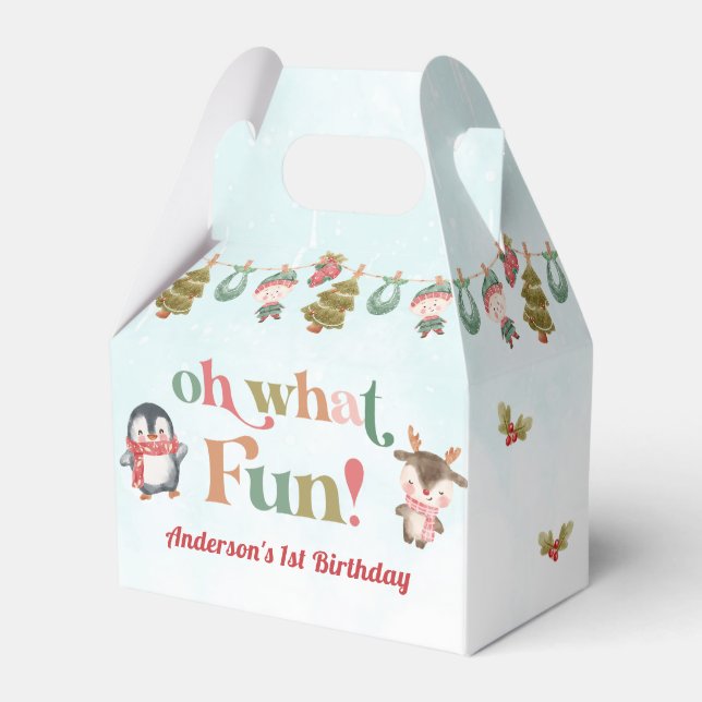 Christmas Winter Birthday Party Favour Box (Front Side)