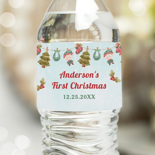 Christmas Winter Birthday Party Water Bottle Label (Creator Uploaded)