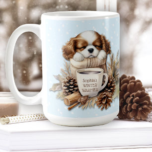 Christmas Winter Blue Cavalier King Charles Large Coffee Mug