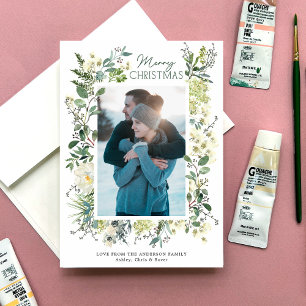 Christmas Winter Botanical Watercolor Holiday Card