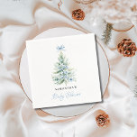 Christmas Winter Boy Baby Shower Napkin<br><div class="desc">Add a festive, elegant touch to your baby shower table with these matching napkins. Featuring the same soft watercolor Christmas tree adorned with pale blue flowers and topped with a sweet blue bow, they’re perfect for a winter or holiday baby shower. Personalise with your own text for a coordinated look...</div>