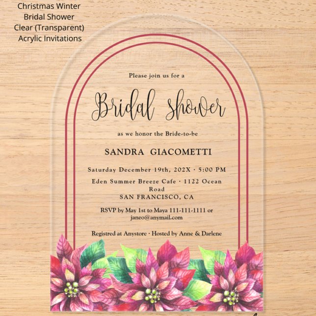 Christmas Winter Bridal Shower  Acrylic Invitations (Creator Uploaded)
