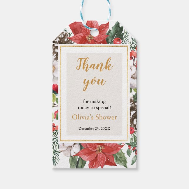 Christmas Winter Bridal Shower Gift Tags (Front)
