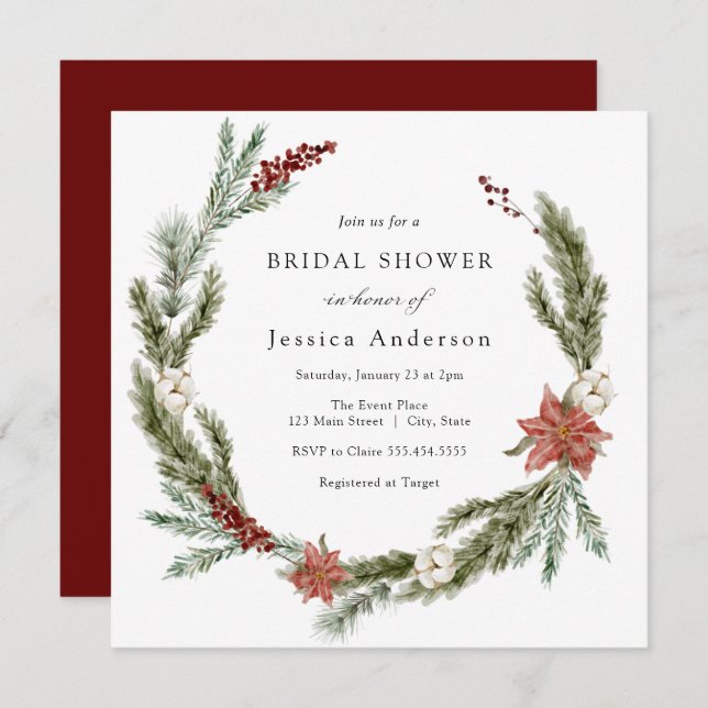 Christmas Winter Bridal Shower Invitation (Front/Back)
