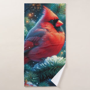 Christmas/winter Cardinal  Bath Towel