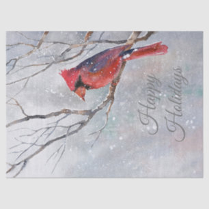 Christmas Winter Cardinal Bird Watercolor Tissue Paper