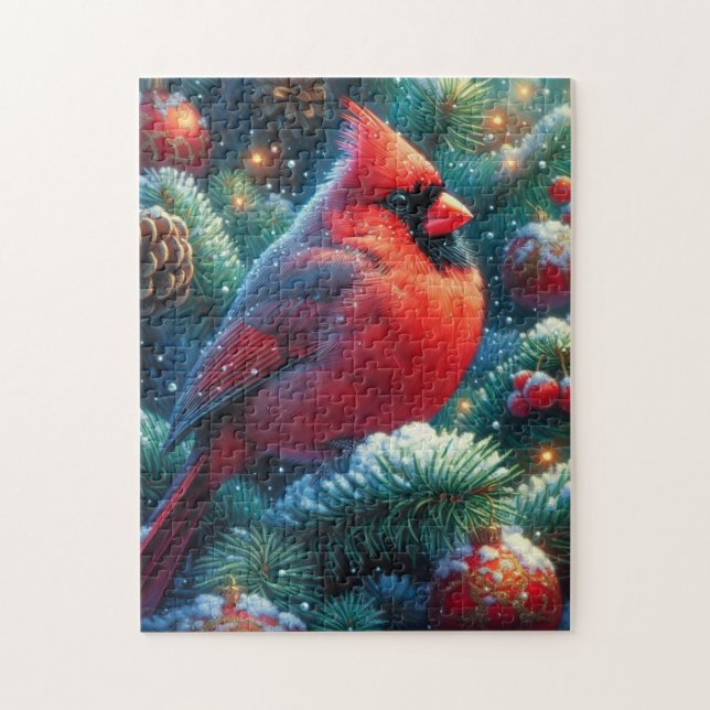 Christmas/winter Cardinal  Jigsaw Puzzle (Vertical)