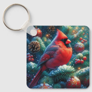 Christmas/winter Cardinal Key Ring