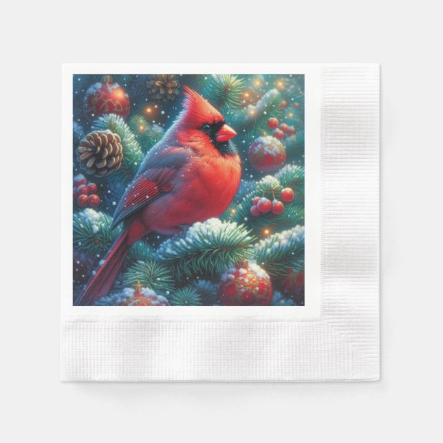 Christmas/winter Cardinal  Napkin (Front)