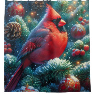 Christmas/winter Cardinal Shower Curtain