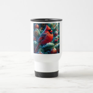 Christmas/winter Cardinal  Travel Mug