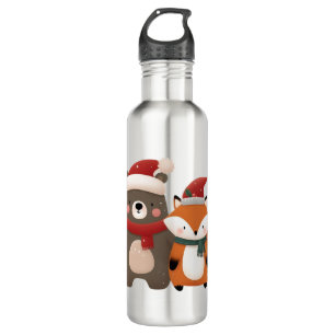 Christmas/Winter Cute Bear & Fox 710 Ml Water Bottle