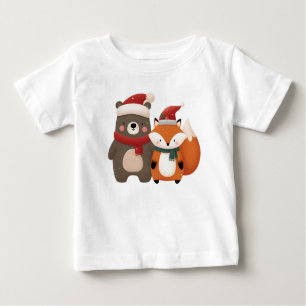 Christmas/Winter Cute Bear & Fox Baby T-Shirt