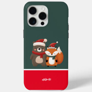 Christmas/Winter Cute Bear & Fox iPhone 15 Pro Max Case