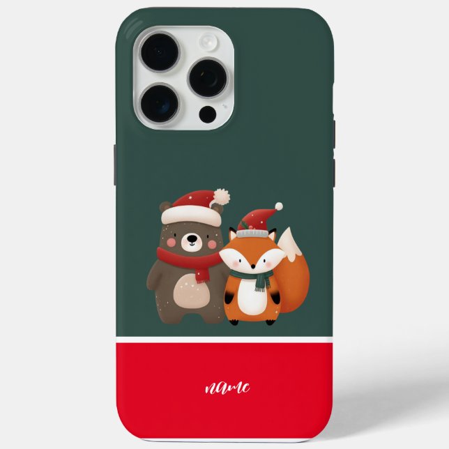 Christmas/Winter Cute Bear & Fox Case-Mate iPhone Case (Back)