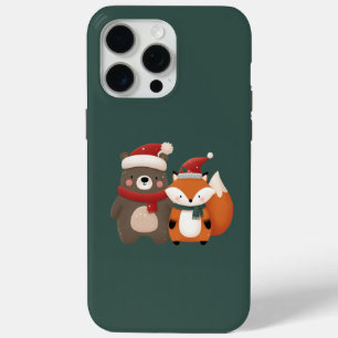 Christmas/Winter Cute Bear & Fox iPhone 15 Pro Max Case