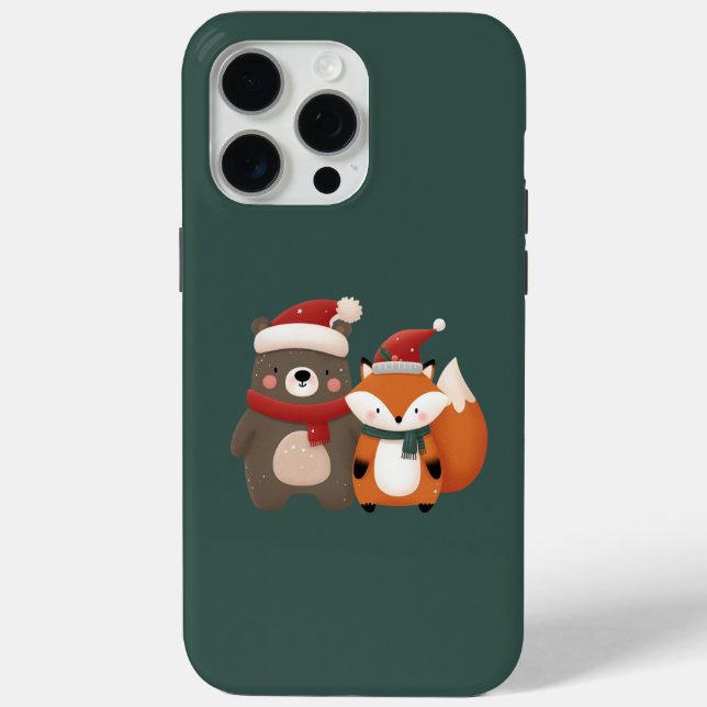 Christmas/Winter Cute Bear & Fox Case-Mate iPhone Case (Back)