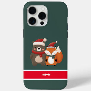 Christmas/Winter Cute Bear & Fox iPhone 15 Pro Max Case