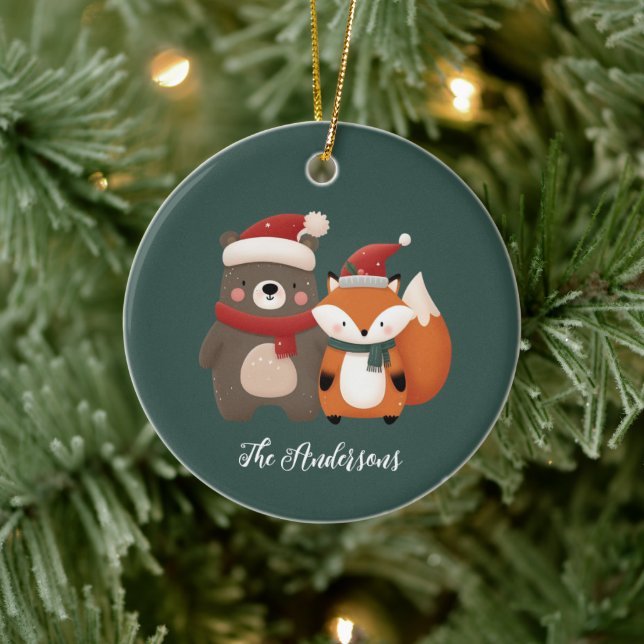 Christmas/Winter Cute Bear & Fox Ceramic Tree Decoration (Tree)