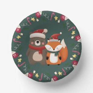 Christmas/Winter Cute Bear & Fox Paper Plate