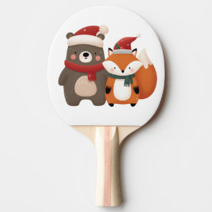 Christmas/Winter Cute Bear & Fox Ping Pong Paddle