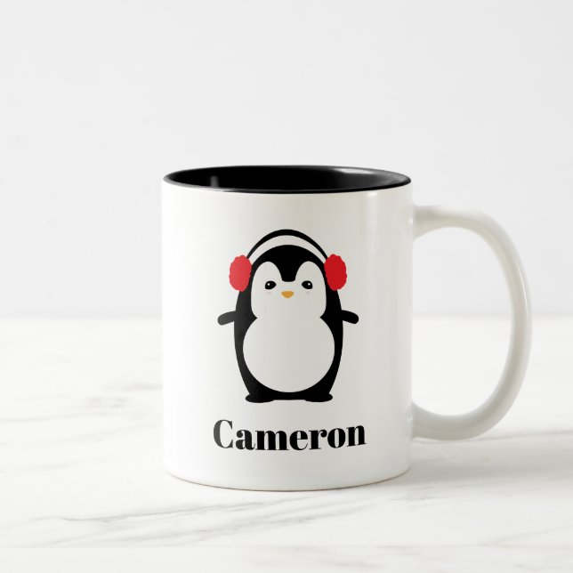 Christmas Winter Cute Penguin Mug personalised (Right)