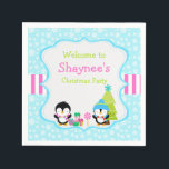 Christmas Winter Cute Penguins  Napkin<br><div class="desc">A cute Christmas Party napkin and many other matching party accessories are also available in my store,  to create a lovely party set or theme. Everything you need for that special day.</div>