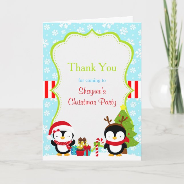 Christmas Winter Cute Penguins Thank you (Front)