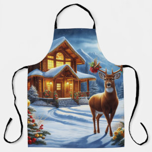 Christmas/Winter Deer Lodge Apron