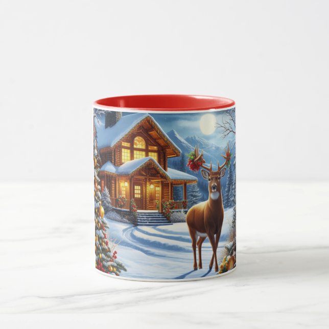 Christmas/Winter Deer Lodge Mug (Center)
