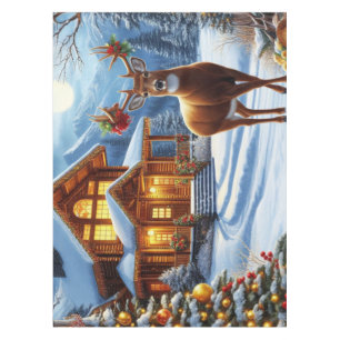 Christmas/Winter Deer Lodge Tablecloth